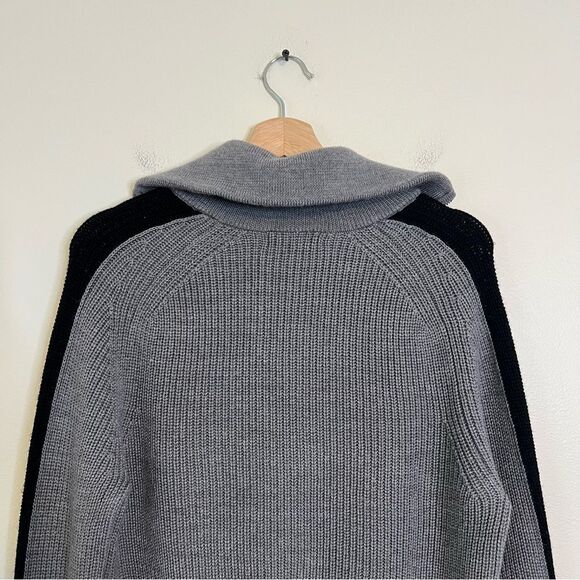 Icebreaker 1/2 Zip Merino Wool Lodge Sweater Womens Medium Grey Ribbed Knit - Picture 8 of 10